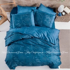 Сатиновое постельное белье La Romano Premium Theron Blue евро