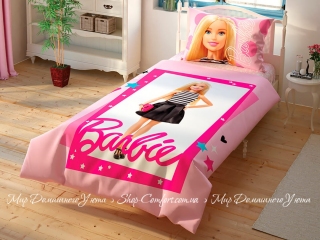 Хлопковое детское постельное белье с простыней на резинке TAC Barbie Cek