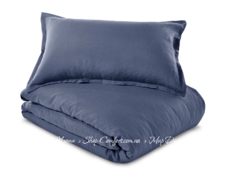 Итальянское льняное постельное белье Fazzini 117 евро темно-синее