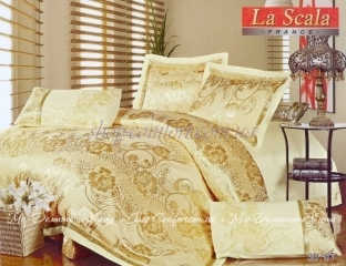 Постельное белье La Scala 3D-087 шелковый жаккард с шелковой вышивкой полуторный