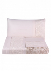 Набор постельное белье с покрывалом пике Karaca Home Maya Gold 2020-1 евро золотой