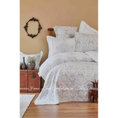 Набор постельное белье с покрывалом и пледом Karaca Home Sonora gold 2019-1 евро