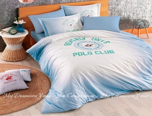 Постельное белье Beverly Hills Polo Club ранфорс BHPC 019 blue евро