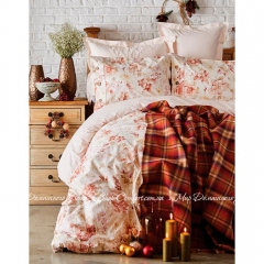 Набор постельное белье с пледом Karaca Home Arlo orange 2018-2 оранжевый евро