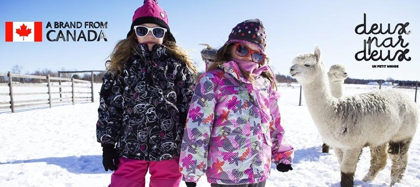 Реклама детской зимней одежды Deux par Deux
