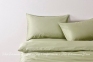 Сатиновое постельное белье с вышивкой Bella Villa T-0008 зеленое евро 0