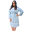 Голубой женский короткий халат  с капюшоном Shato 2337 3