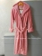 Теплый длинный женский халат с капюшоном Nusa Ns 8655 pudra 0