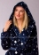 Теплый женский халат с капюшоном Key LGD 750 B21 синий со звездами 1