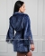 Короткий теплый халат с кружевом Felena 238 Royal blue 0