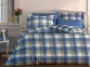 Односпальное фланелевое постельное белье Almira Mix Акварель клетка синяя 145х210 2