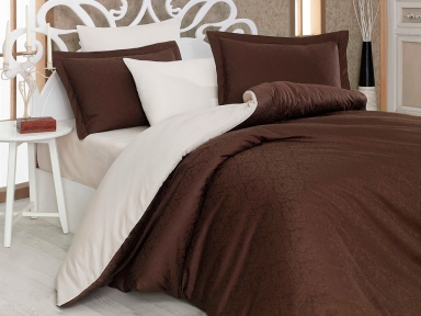 Комплект постельного белья Hobby Sateen Diamond Damask семейный коричневый