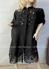 Длинная черная батистовая туника-рубашка Suavite 15432