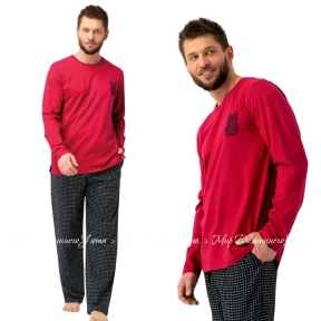 Мужская теплая пижама с длинным рукавом Key МNS 471