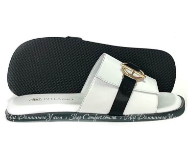 Кожаные женские комнатные тапочки Pellagio 363 белые