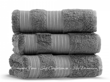 Серое махровое полотенце Lappartement London Dark Grey 70х140