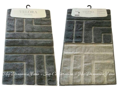 Набор серых хлопковых ковриков Velora Home Line Grey 60х100+50х60