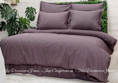Однотонное жаккардовое постельное белье Altinbasak Always plum евро