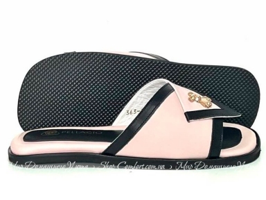 Кожаные женские комнатные тапочки Pellagio 363 розовые