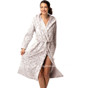 Теплый длинный женский халат с капюшоном Key LGL 545