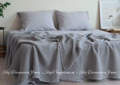 Хлопковая простынь-покрывало La Modno Pike Stonewashed Pearl Gray 220х240