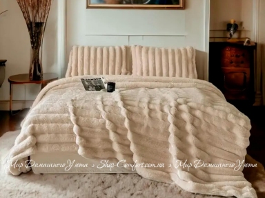 Бежевый меховой плед-покрывало Home Textile Sable 692800 200х230