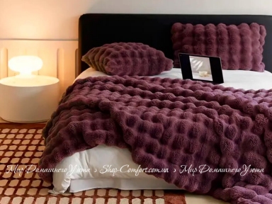 Сливовый меховой плед-покрывало Home Textile Sable 431008 200х230