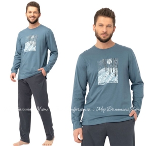 Мужская трикотажная пижама с длинным рукавом Key МNS 627