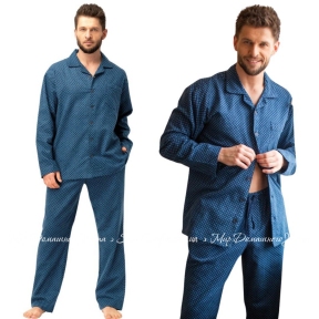 Мужская теплая фланелевая пижама на пуговицах Key МNS 815