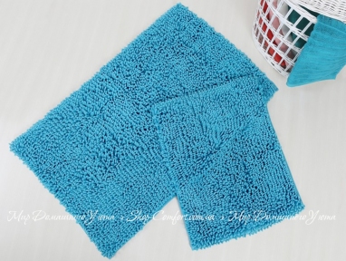 Набор ковриков для ванной комнаты Irya Drop turkuaz 60х100+45х60