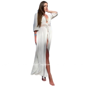 Длинная пляжная туника-халат Shato ST 263 off white