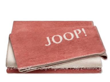 Хлопковый плед JOOP! Melange-Doubleface Orange-Natur 150х200