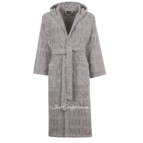 Махровый халат с капюшоном Trussardi Overlogo Grey-004