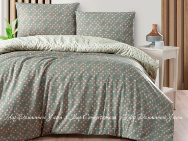 Хлопковое постельное белье First Сhoice Homesko Eldon green ранфорс евро