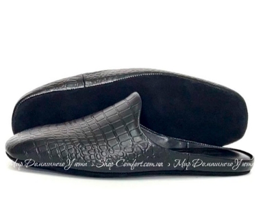Мужские кожаные тапочки Pellagio 221 Total Black Croco