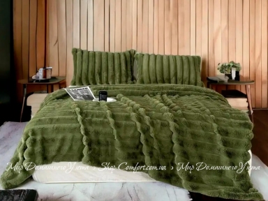 Зеленый меховой плед-покрывало Home Textile Sable 691624 200х230