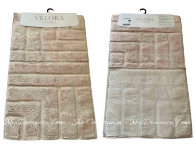 Набор бежевых хлопковых ковриков Velora Home Line Beige 60х100+50х60