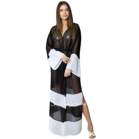 Длинная шифоновая туника-халат Shato ST 245 black-white