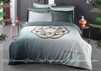 Сатиновое постельное белье Sarev The Flower of Life gri евро
