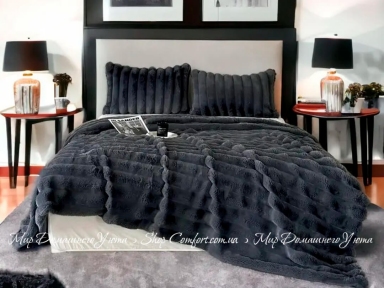 Темно-серый меховой плед-покрывало Home Textile Sable 691863 200х230