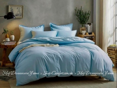 Фланелевое постельное белье Almira Mix Премиум Голубой евро
