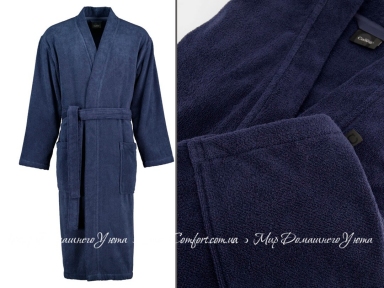 Мужской махровый халат Cawoe Kimono Uni 828 blau - 17