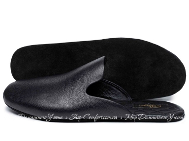 Мужские кожаные тапочки Pellagio 4641 Total black
