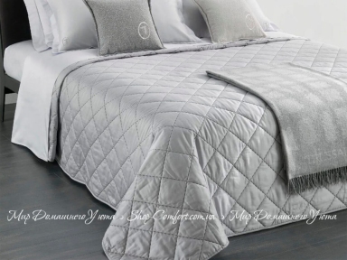 Двухстороннее однотонное хлопковое покрывало Trussardi Seam line Grey 270х260