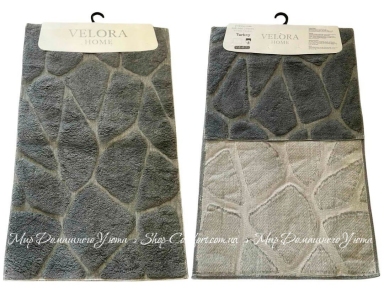 Набор темно-серых хлопковых ковриков Velora Home Stone Antrasit 60х100+50х60