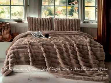Темно-бежевый меховой плед-покрывало Home Textile Sable 691922 200х230