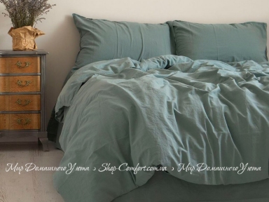 Однотонное постельное белье из вареного хлопка Limasso Natural green standart евро
