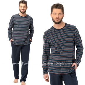 Мужская трикотажная пижама с длинным рукавом Key МNS 315
