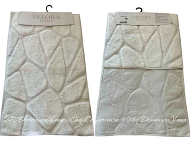 Набор кремовых хлопковых ковриков Velora Home Stone Krem 60х100+50х60
