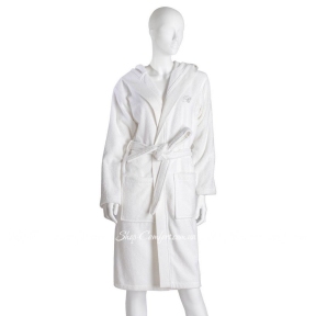 Женский белый махровый халат с капюшоном Blumarine Benessere Bianco